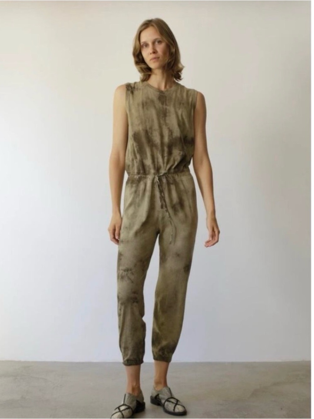Raquel Allegra Size S (1) Army Green Tie Dye 100% Cotton Jumpsuit
